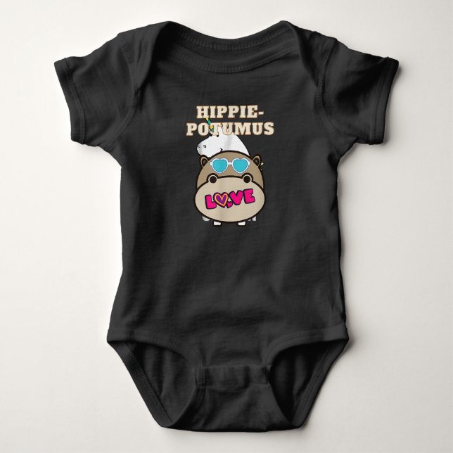 Body Para Bebê Hippie Potumus Baby Hippopotamus Lover (Frente)
