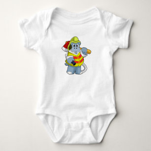 Body Para Bebê Hippo como Bombeiro com Ax
