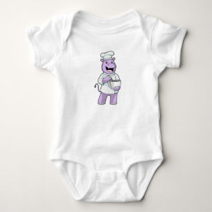 Body Para Bebê Hippo como Chef com Bowl