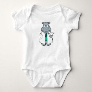 Body Para Bebê Hippo como Doutor com Fumaça