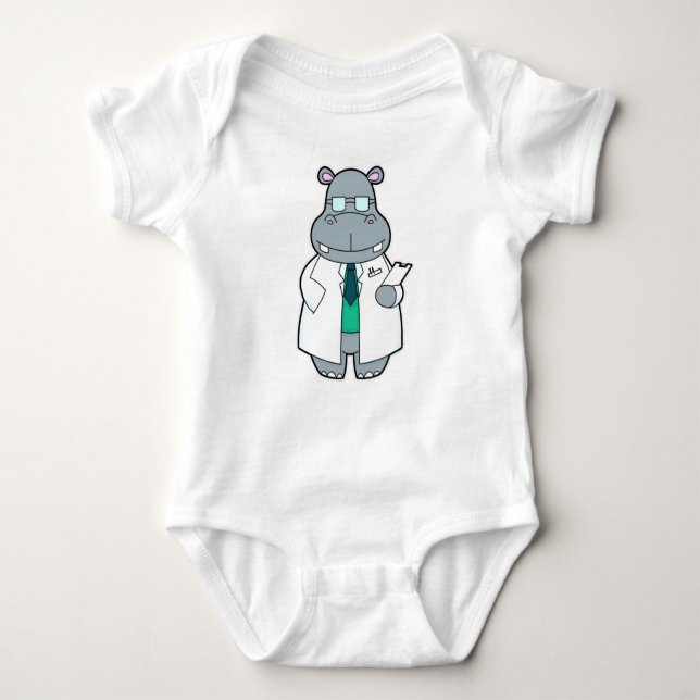 Body Para Bebê Hippo como Doutor com Fumaça (Frente)