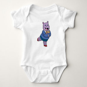 Body Para Bebê Hippo como Secretário com Notepad