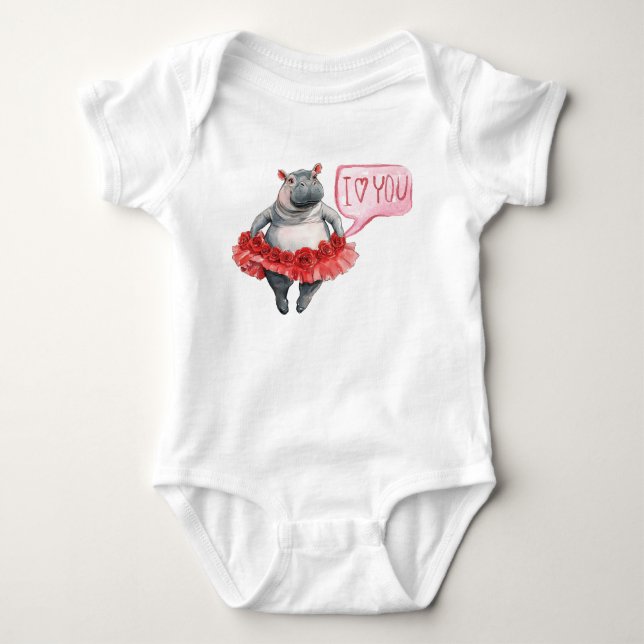 Body Para Bebê Hippo diz amo você  (Frente)