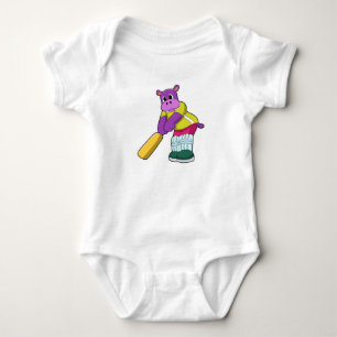 Body Para Bebê Hippo no Cricket com morcego de Cricket