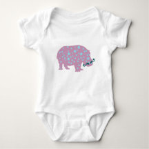 Hippopotamus bigode Baby Jersey Bodyfato, Branco