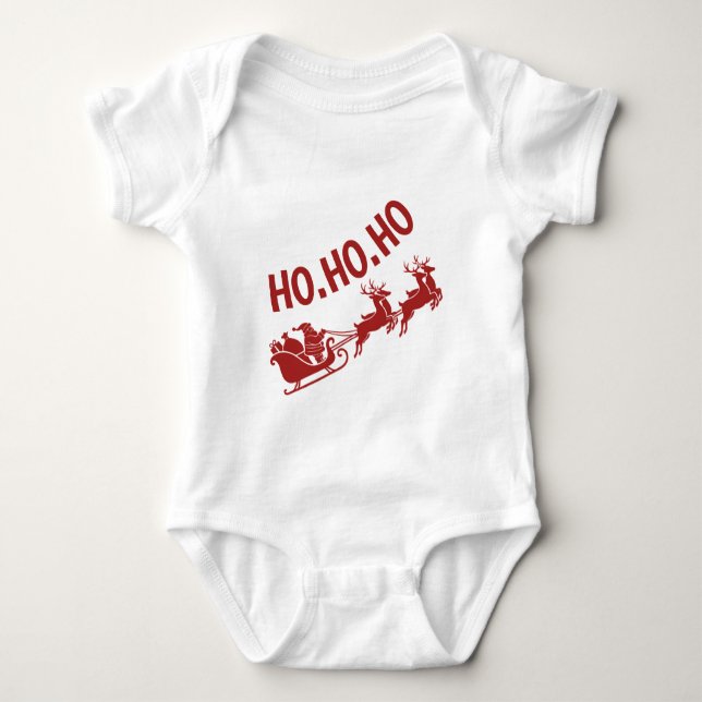 Body Para Bebê Ho Ho Ho Santa Sleigh Ride Christmas (Frente)