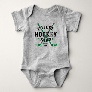 Body Para Bebê Hockey Baby Future Hockey Star Green Stick