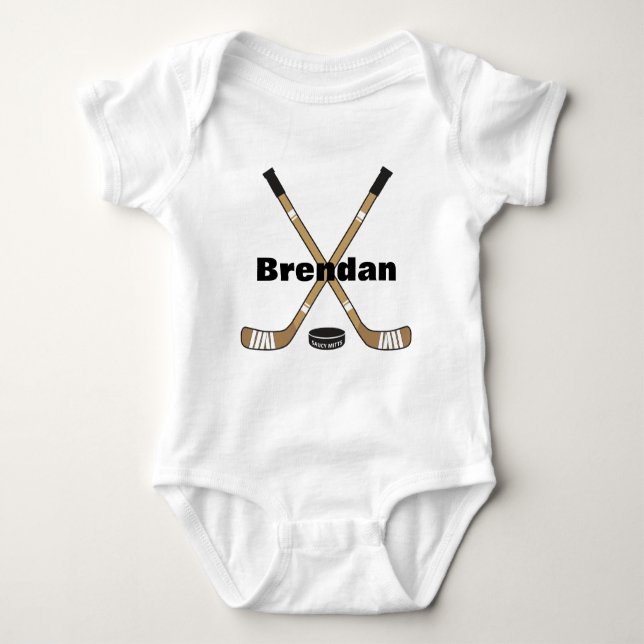 Body Para Bebê Hockey personalizado com nome de bebê Criança (Frente)