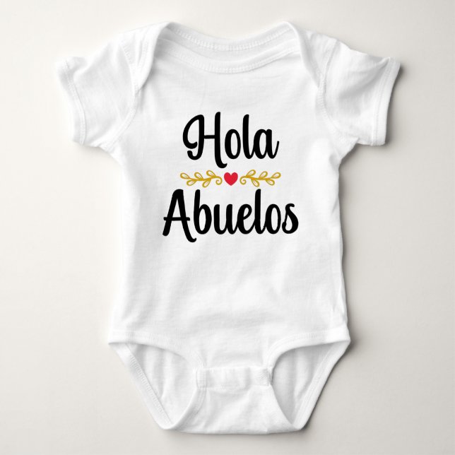 Body Para Bebê Hola Abuelos Anúncio de Gravidez Espanhol (Frente)