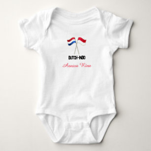 Body Para Bebê Holandês-Indo com Duas Bandeiras com Nome Personal