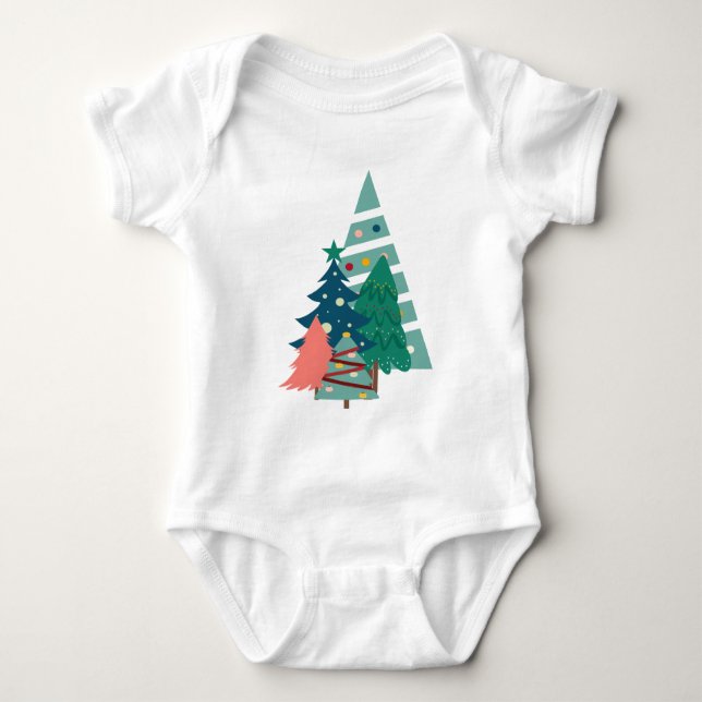 Body Para Bebê Holiday Evergreens Design (Frente)