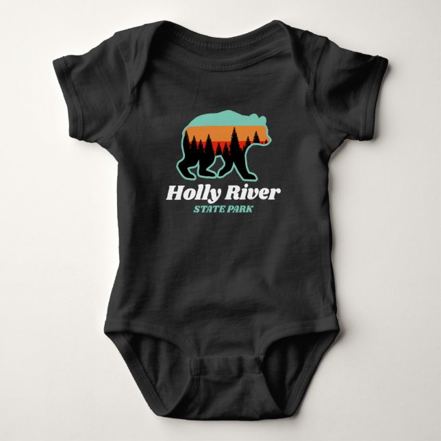 Body Para Bebê Holly River State Park West Virginia Bear Retro (Frente)