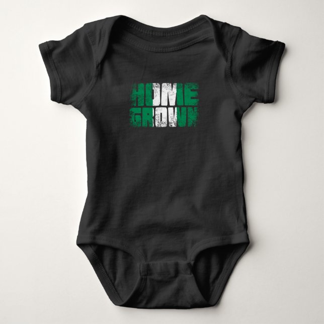 Body Para Bebê Home Grown Nigerian, bandeira da Nigéria (Frente)