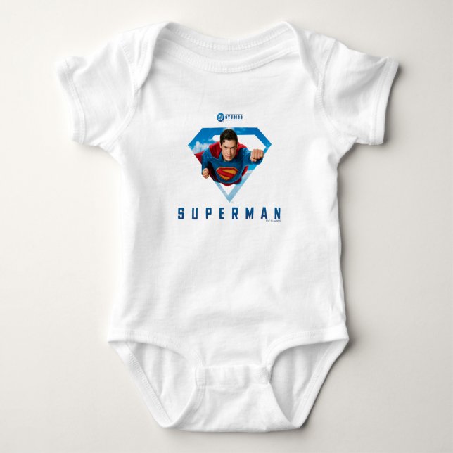 Body Para Bebê Homem de Aço em Voo (Frente)