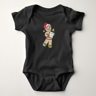 Body Para Bebê Homem de biscoito de gengibre mamadeira de Natal