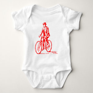 Body Para Bebê Homem numa bicicleta - Vermelho