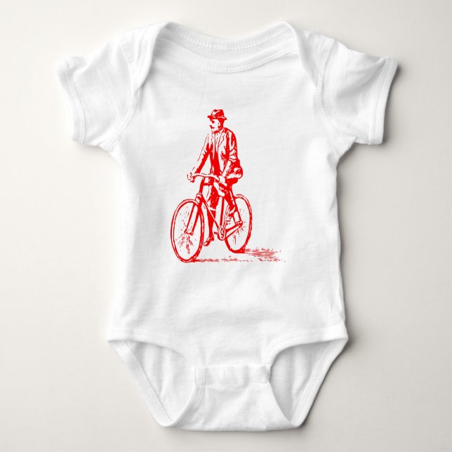 Body Para Bebê Homem numa bicicleta - Vermelho (Frente)