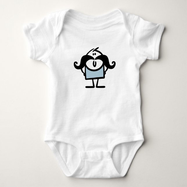 Body Para Bebê Homem palito engraçado com bigodes (Frente)