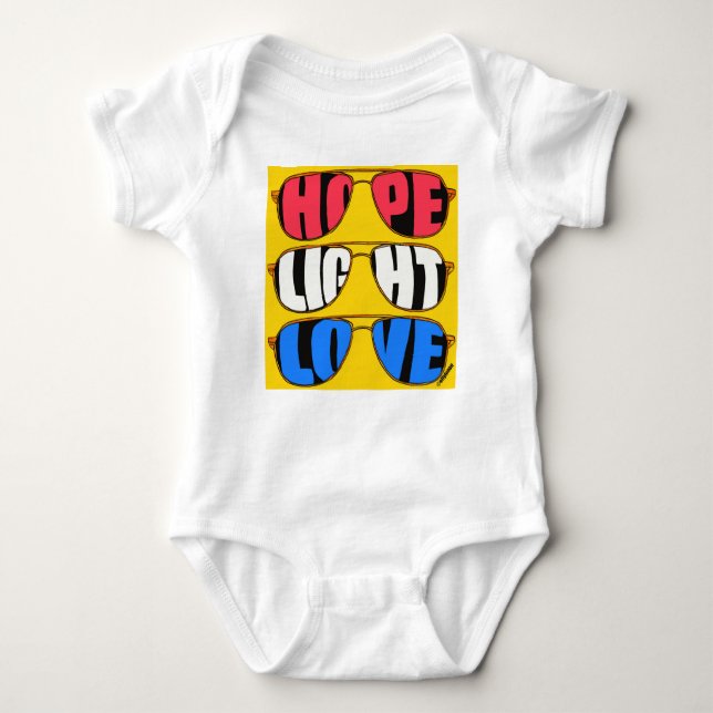 Body Para Bebê Hope Light Love Biden Baby/Toddler Shirt (Branco) (Frente)