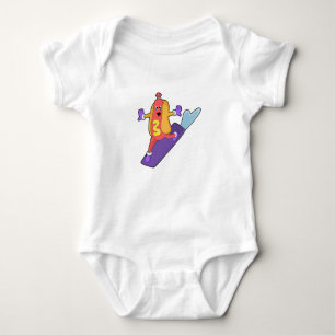 Body Para Bebê Hotdog como Snowboarder com Sonowboard