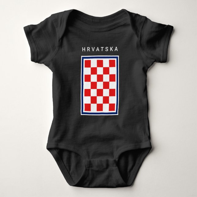 Body Para Bebê Hrvatska Checker Azul Fronteira (Frente)