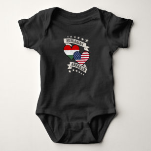 Body Para Bebê Húngaro American Heart Flags Hungria América