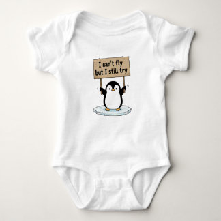 Body Para Bebê “I can’t fly but I still try” cute penguin