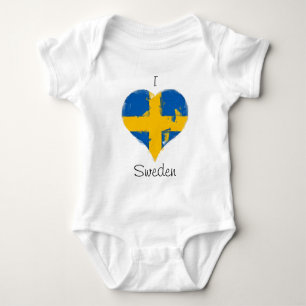Body Para Bebê I Heart Suecia Swedish Flag
