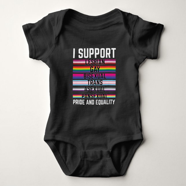 Body Para Bebê I Support Lesbian Gay Bisexual Trans Asexual Panse (Frente)