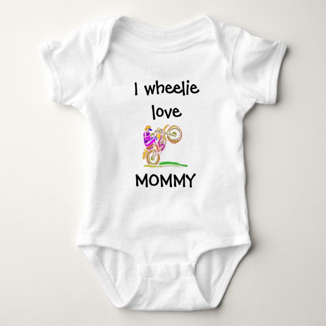 Body Para Bebê I Wheelie Love Mamãe Motocross Baby Body (Frente)