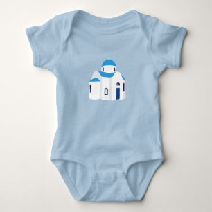 Body Para Bebê Igreja Grécia Azul-Dome Grega