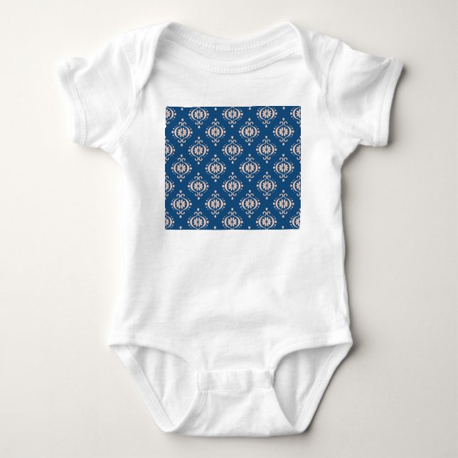 Body Para Bebê Ikat Geométrico Folklore Damask Ornament (Frente)