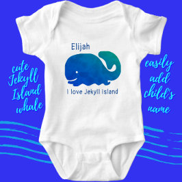 Body Para Bebê Ilha de Jekyll, Georgia Cute Whale e Nome