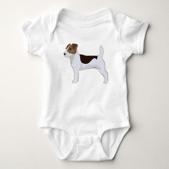 Body Para Bebê Ilustração Básica de Raça Jack Russell Terrier (Frente)