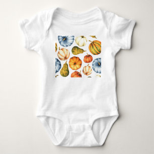 Body Para Bebê Ilustração da Abóbora: Padrão de Aquarela Sem Cost
