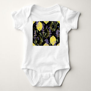 Body Para Bebê Ilustração da colheita de limões de Lavanda floral