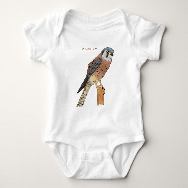 Body Para Bebê Ilustração de ave do Kestrel Americano (Frente)