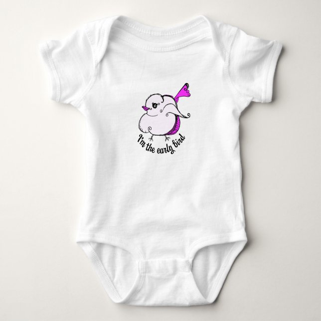 Body Para Bebê Ilustração de Ave Precoce (Frente)