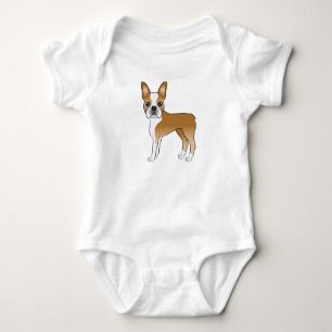 Body Para Bebê Ilustração de Cachorro De Boston E White