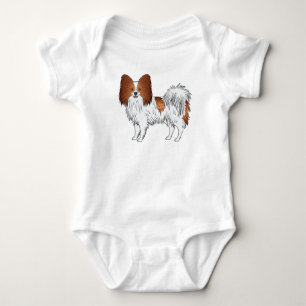 Body Para Bebê Ilustração De Cão De Cartoon Red E White Papillon