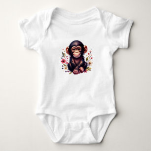 Body Para Bebê Ilustração de Chimpanzé Kawaii