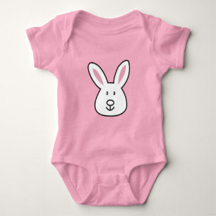 Body Para Bebê Ilustração de Coelho da Páscoa Rosa-Rosa-Pastel