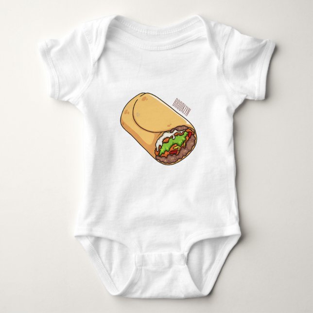 Body Para Bebê Ilustração de desenho animado burrito (Frente)