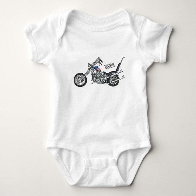 Body Para Bebê Ilustração de desenho animado Chopper Motorcycle 1 (Frente)