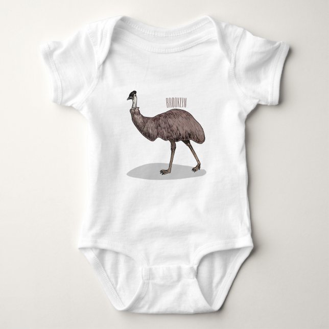 Body Para Bebê Ilustração de desenho animado de aves da Emu (Frente)