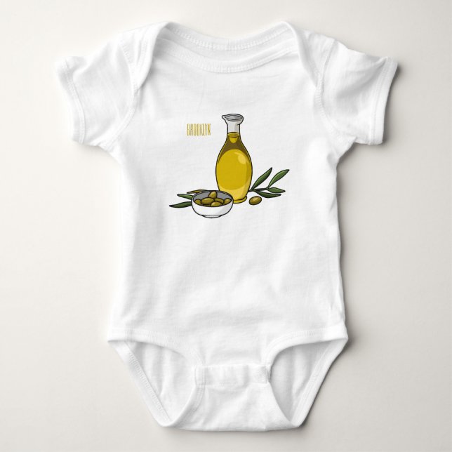 Body Para Bebê Ilustração de desenho animado de azeite (Frente)