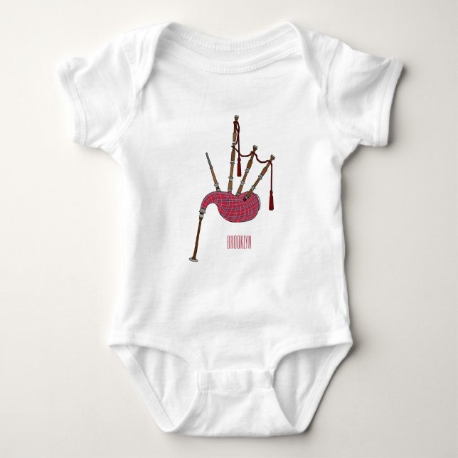 Body Para Bebê Ilustração de desenho animado de Bagpipe (Frente)