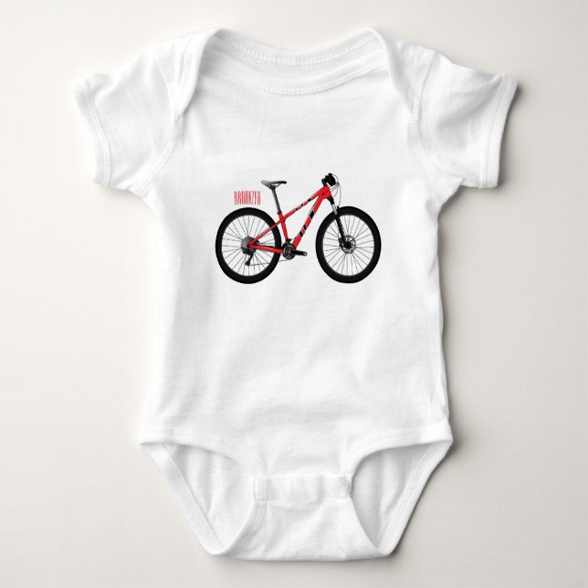 Body Para Bebê Ilustração de desenho animado de bicicleta (Frente)