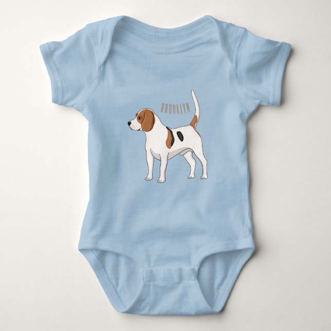 Body Para Bebê Ilustração de desenho animado de cachorro Beagle (Frente)