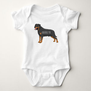 Body Para Bebê Ilustração de desenho animado de cão rottweiler